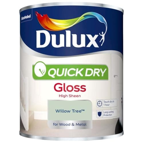 Image of Willow Tree Quick Dry Gloss Paint 750ml | Interior Wood and Metal Paint | High Shine Durable Finish | Fast Drying Trim Paint for Doors Skirting Boards Radiators and Furniture