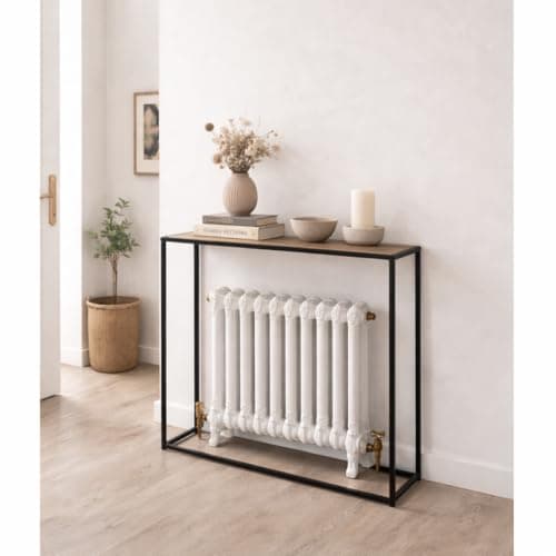 Image of Dylex Console Table Free Standing Slim Design for Entryway, Hallway, Radiator Console Table With Metal Frame And Wooden Top