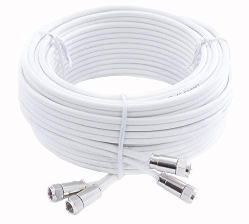 Image of SSL Satellites 10 m Twin Satellite Shotgun Cable Extension Kit with Premium Fitted Compression F Connectors for Sky Q HD and Freesat - White (10M, WHITE)