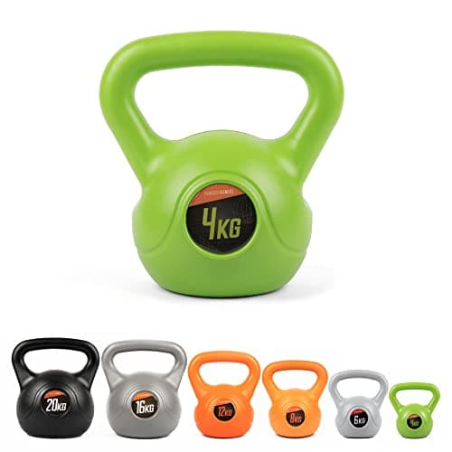 Image of Phoenix Fitness Vinyl Kettlebell - Heavy Weight Kettle Bell for Home Gym Workout Equipment Strength Fitness Pilates Weight Training - Green 4kg