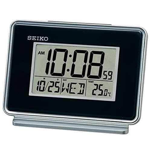 Image of Seiko LCD Dual Alarm Calendar Clock, Plastic, Black