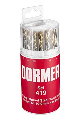 Image of Dormer A094419 HSS High Speed Steel Jobber Drill Bit Set with 118 Degree Tin Tipped Split Point, Set of 19