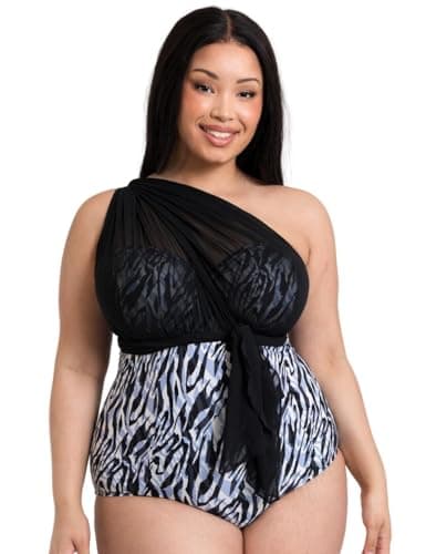 Image of Curvy Kate Strapless Multiway Bandeau Swimsuit Wrapsody Womens Ladies Sport Beach Swimwear Zebra Cup Size D-J (UK, Cup & Band, HH, 34, Zebra Print)