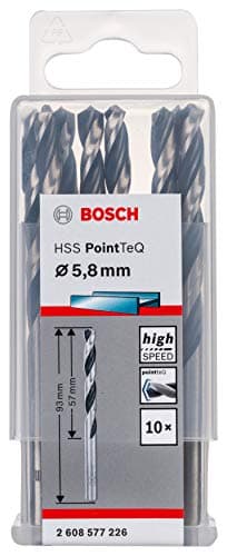 Image of Bosch Professional 10-piece PointTeQ HSS Twist Drill Bit (for Metal, 5.8 x 57 x 93 mm, Drill Driver Accessories)