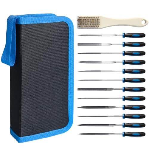 Image of 13PCS Needle Files Set, Metal File Set with 6 Steel File, 6 Diamond File, Cleaning Brush and Zipper Bag, Plastic Carving Tool, DIY Carving Tool Kit, Ideal Hand Tool for Crafts, Metal, Woodworking