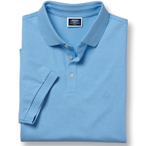 Image of Charles Tyrwhitt Polo Shirts for Men – Premium Sky Blue Cotton Pique Polo with Stretch – Men’s Polo-Shirt for Work & Casual Wear – Short Sleeve, Breathable & Durable T-Shirts for Men UK