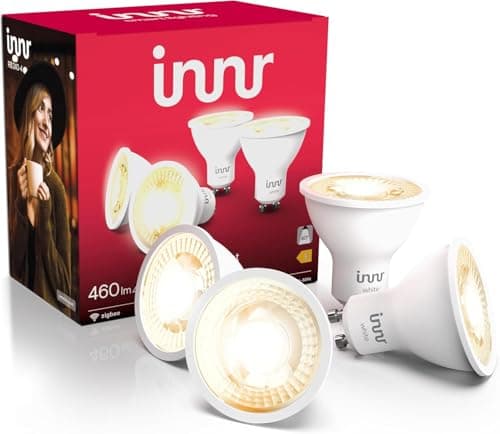 Image of Innr Zigbee GU10 Smart Bulb, Works with Hue* and Alexa (Bridge Required), Warm White, GU10 LED Spot, Dimmable, 460 Lumen, 4-Pack