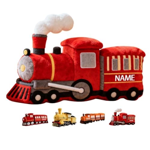 Image of LALILIESS Personalized Train Shaped Pillow with Name Cute Car Theme Pillow for Bed Sofa Car Couch Decor Train Cushion Party Decor Gift for Boy Girl Kid Family Friends Driver