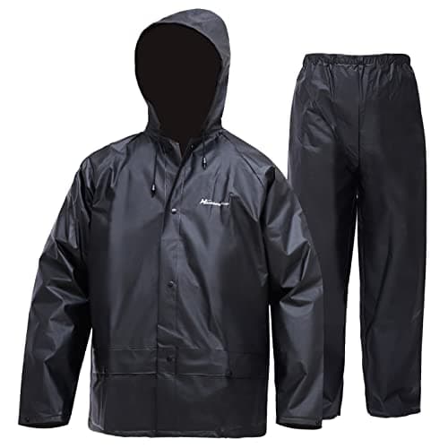 Image of Rain Suit for Men Women, Ultra-Lite Waterproof Rain Coat (Jacket + Trousers) Sets Windproof Hooded Rain Gear Work wear (Black, XL)