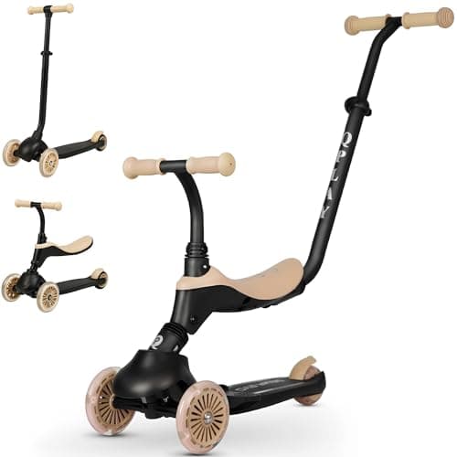 Image of Qplay SEMA 3-in-1 Scooter for Kids with LED Lights, Scooters and Upgradable Scooter, Parental Push Mode, Adjustable Handlebar, Puncture-Free Rubber Wheels, Rear Brake, 36-72