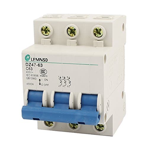 Image of Sourcingmap DZ47-63 C63 AC 400V 63A 3 Pole Overload Protection Circuit Breaker