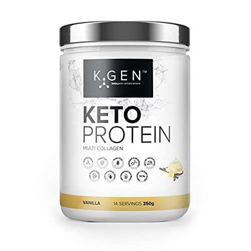 Image of K-GEN Keto Collagen Protein Powder Natural Vanilla Multi Collagen Blend with Coconut MCT Oil, Vitamin C + B6, Stevia | UK Made for Diet, Fat Loss | Low Carb, Zero Gluten & Sugar