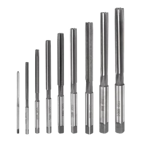 Image of sourcing map 9pcs Hand Reamers Set 2mm 3mm 4mm 5mm 6mm 7mm 8mm 9mm 10mm H8 Metric Alloy Steel Reamer Bit Straight Flutes Steel Cutting Tool for Metal Wood Hole Reaming