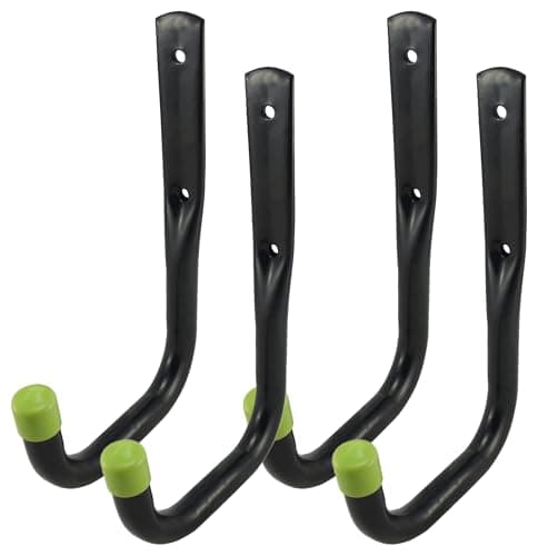 Image of keypak ST7001H 11cm Multipurpose Garage Storage J Hook, Rust Resistant Wall Mounted Utility Tool Hanger, Black (Pack of 4)