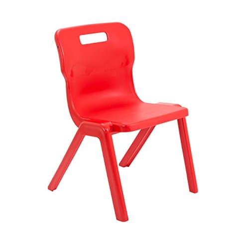 Image of Titan One Piece Classroom Chair, Plastic, Red, Size 5 for Ages 9-13 Years