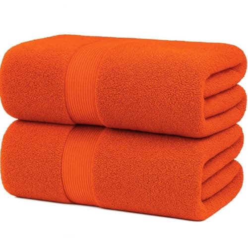 Image of Diamond Tex Premium Extra Large Bath Sheet (90x180 cm–600 GSM) 100% Egyptian Cotton towels bath sheet, Ultra Soft jumbo bath sheets towels extra large Quick Dry big towels (1 Pack, Orange)