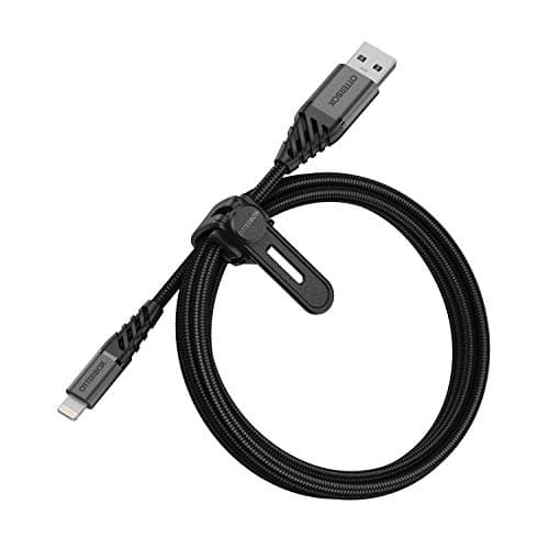 Image of OtterBox Premium Reinforced Braided USB-A to Lightning Cable, MFi Certified, Charging Cable for iPhone and iPad, Ultra-Rugged, Bend and Flex Tested, 1M, Black