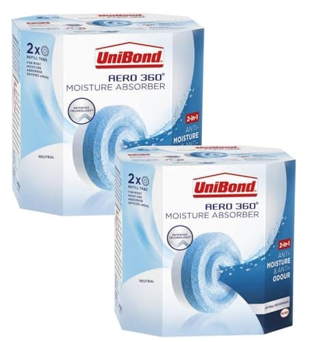 Image of Unibond Moisture Absorber Refills Neutral (2 Refill Tabs = Pack of 4) | Long Lasting Humidity Control Tabs for Damp, Condensation & Odour | Suitable for Home, Office, Kitchen & Caravans