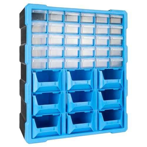Image of TekBox DIY Tool Bits Storage Organiser Unit - Workshop Parts Craft Box Cabinet (Mixed Drawers and Tubs)