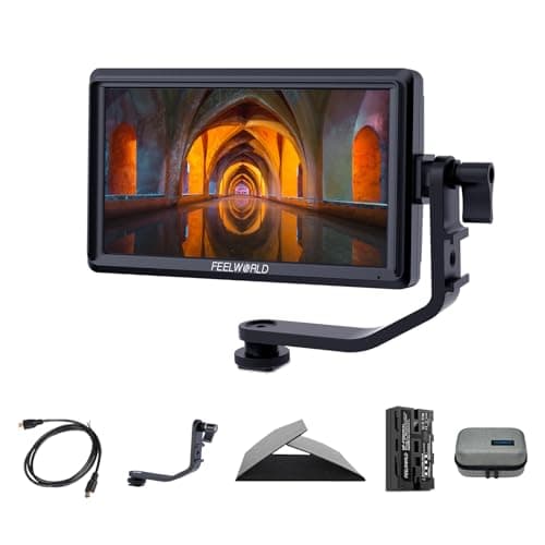 Image of Feelworld S55 V3 5.5 inch DSLR Field Monitor 3D LUT Compact Full HD 1920x1080 IPS Video Assist Peaking Focus with 4K HDMI 8.4V DC Inputs and Outputs, Includes Battery and Bag，Tilt Arm