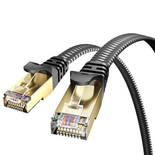 Image of VOIETOLT Cat 8 Ethernet Cable 5M, High-Speed 40Gbps/2000Mhz Flat Braided Internet Cable, Gigabit STP RJ45 Network Cable Compatible for PS4/5, for Modem, PC/Laptop