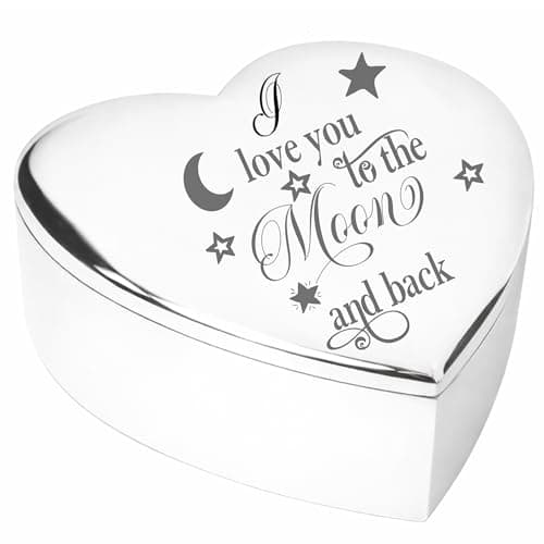 Image of I LOVE YOU TO THE MOON and BACK Silver TRINKET BOX Gifts Presents Ideas for Her Women Fiance Romantic my Girlfriend Wife Birthday Valentines Day Mothers Wedding Anniversary from son daughter