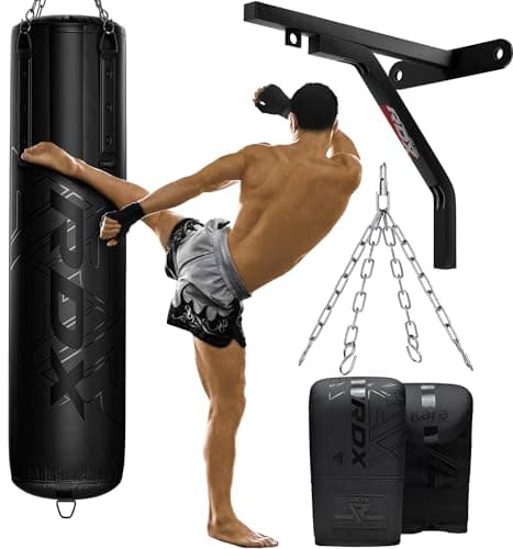 Image of RDX Heavy 5FT Punch Bag Pro Training Filled and Unfilled 2PC 3PC & 4PC with 50KG Max Filling Capacity, Boxing Bag Set with Gloves, Bracket, Hanging Steel Chain, MMA Kickboxing Muay Thai BJJ Home Gym