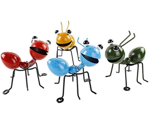 Image of YiYa 4 Pcs Metal Ants Metal Ant Ornaments Ant Garden Decoration Ant Wall Decoration Metal Ant Outdoor Decoration Colorful Cute Insect for Garden Lawn Children's Room Bathroom Home Wall Decoration