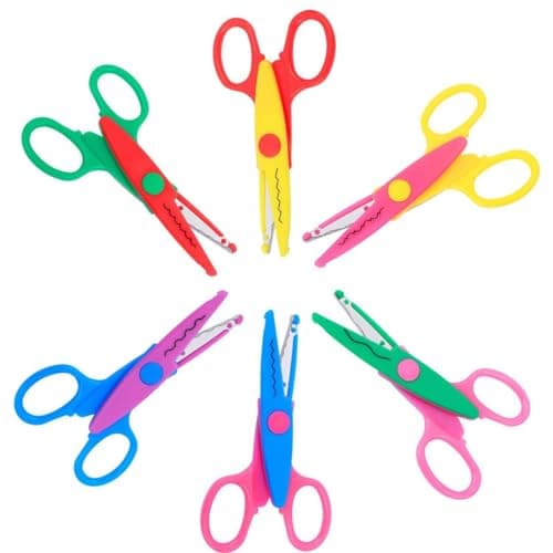 Image of UCEC 6Pcs Kids Scissors for Crafting, Craft Scissors Decorative Edge, Zig Zag Cut, Pinking Shears, Childrens Shears for Creative Crafting, Great for Crafts, Scrapbooking, Kids Design, Assorted Colors