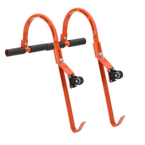 Image of NICCOO Roof Ladder Hook Kit with Wheels, Adjustable Ladder Roof Hook with 500 lbs Capacity, Ladder Stabiliser for Extension Ladders, Suitable for Shingle & Metal Roof Protection (Orange, 2-Pack)