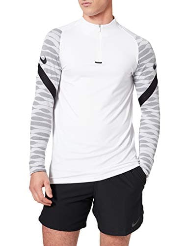Image of Nike Mens Dry Strike 21 Dril Sweater, White/Black/Black/Black, XL EU