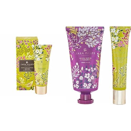 Image of Sara Miller London Hand Cream 75ml, Fragranced With Exotic Passion Flower and Frangipani+Sara Miller London Hand Cream 50ml, Lip Gloss 10ml