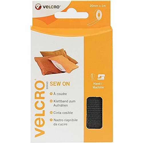 Image of VELCRO Brand VEL-EC60299 Black Tape - 20 mm x 1 m Roll - Sew On