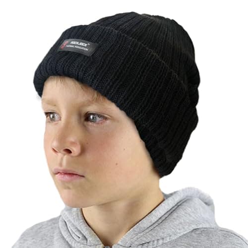 Image of RockJock Boys R40 Thermal Insulation Warm Winter Beanie Hat with Fleece Lining for School, Sports, Walking