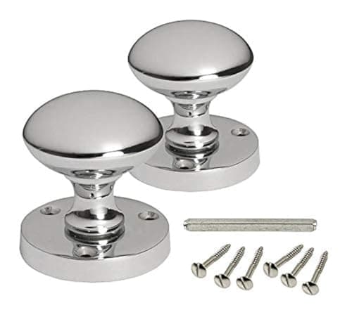 Image of HANDLESTORE Designer Round Mortice Door Knob - Polished Chrome Sprung Door Knobs Set for Internal Wooden Doors (1 Pair)