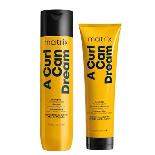 Image of Matrix | Total Results | A Curl Can Dream Cleansing Shampoo 300ml and Intensely Hydrating Mask 280ml Duo, Infused with Manuka Honey Extract, For Curly and Coily Hair, Duo