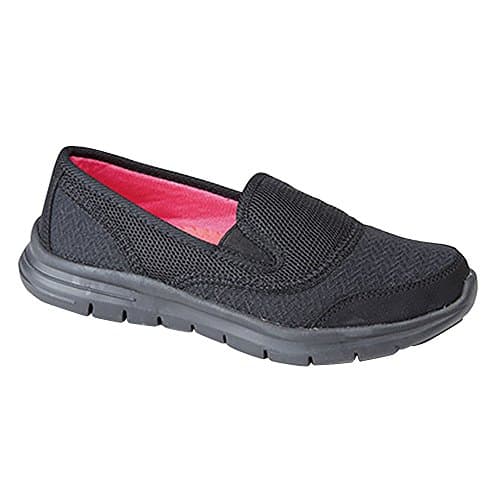 Image of Dek Womens Textile Twin Elastic Gusset Leisure Shoe Trainers - Black Textile, Ladies UK 3 / EU 36