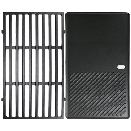 Image of GFTIME 44.5 x 30.3cm Grill Grate & Griddle Plate 7638 for Weber Spirit I & II 310, Spirit Classic 300 Series E/S 310, 320 & 330, Spirit 700, Spirit 900, Cast Iron Cooking Grate 7639, 7525, 7526, 7527