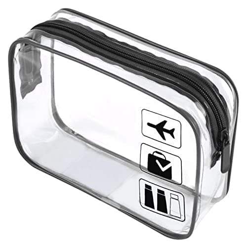Image of Clear Travel Toiletry Bag TSA Approved Quart Size Travel Bag Airport Carry on Liquid Bag Cosmetic Pouch Shower Bag Transparent Toiletries Bag Airport Security Toiletry Bags(Black)