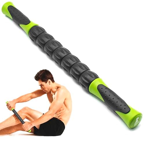 Image of Beenax Muscle Therapy Massage Stick, 360° Tension Reduction - Ridged Gears for Trigger Points, Deep Tissue, Myofascial Release, Leg, Quads & Calf Tightness - Relieve Soreness, Cramps and Pain