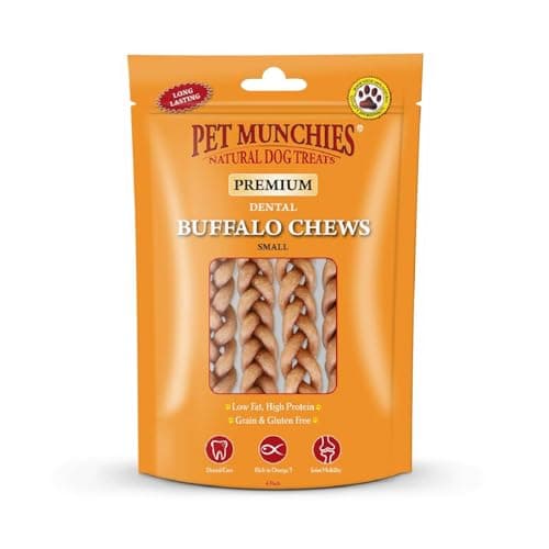 Image of Pet Munchies Small Buffalo Dental Chews, Healthy, Natural and Long-Lasting Dog Treats, Grain Free and Low in Fat 55g (4 Chews)