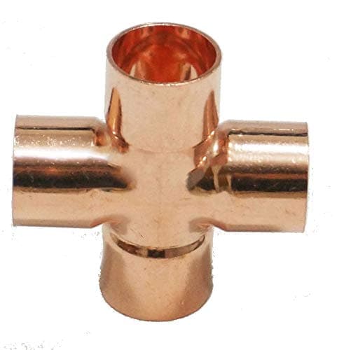 Image of 22mm Copper End Feed Equal Copper Cross 4 Way Plumbing Pipe Fitting (22mm)