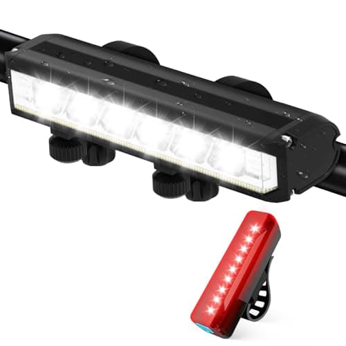 Image of H8W8H Light Bar for Bike, 10000 Lumen Rechargeable Bike Lights Front and Back with 6 LED Super Bright Bike Light IPX5 Waterproof For Mountain Road Cycling