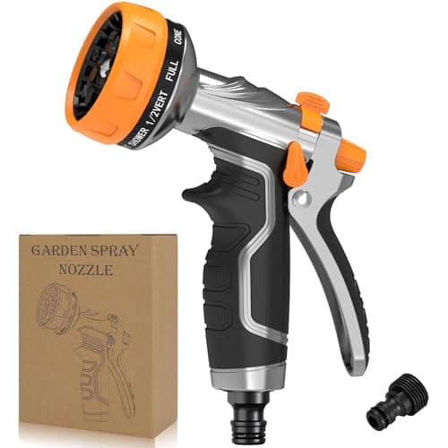 Image of 2026 NEW Heavy-Duty Metal Hose Pipe Spray Gun, 8 Adjustable Spray Patterns Garden Hose Spray Gun, Leak-Proof Hose Gun, Garden Hose Nozzle for Watering, Cleaning, Washing Cars, Compatible with UK Hoses
