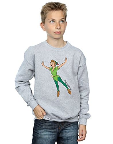 Image of Disney Boys Peter Pan Classic Flying Peter Sweatshirt 7-8 Years Sport Grey