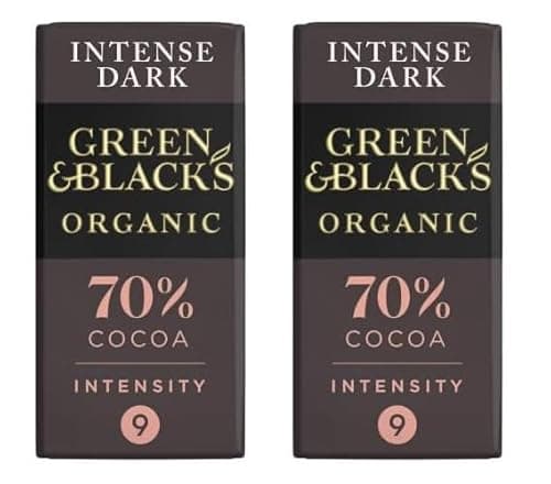 Image of 2 x Green & Black's Organic 70% Dark Chocolate Bar 90g - Richer and Creamier Taste