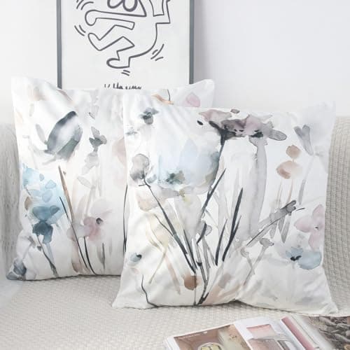 Image of NIULAA Velvet Cushion Covers 40cm x 40cm Set of 2 Spring Cushion Cover Colourful Square Pillow Case Decorative Sofa Cushion Covers 16 x 16 Inches Scatter Cushions Covers Art Deco