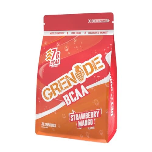 Image of Grenade BCAA Intra Workout Powder Zero Sugar Drink Packed with Amino Acids Including B-Vitamins, Magnesium & Glutamine (30 Servings) - Strawberry Mango, 390 g (Pack of 1)