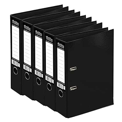 Image of ED 5 x Pukka A4 Glossy 2-Ring Lever Arch File School Work Office 75mm Spine File Organiser (Black)