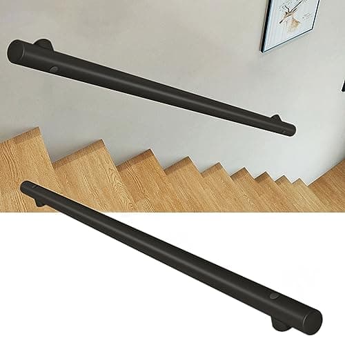 Image of LWJSOCP Stainless Steel Stair il Banister Wall Mount Safety Grab Bar for Indoor and Outdoor Staircase Matt Black 4ft/120cm Kit